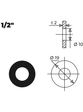 Прокладка резиновая для гибкой подводки 1/2" AV ENGINEERING 50 штук 