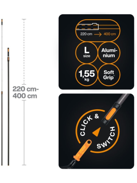 Черенок алюминиевый телескопический FISKARS OneClick