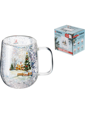 Кружка стеклянная с двойными стенками PERFECTO LINEA Snow Ballet