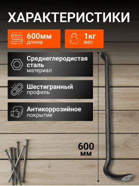 Лом-гвоздодер арматурный 16 x 600 мм STARTUL Master 