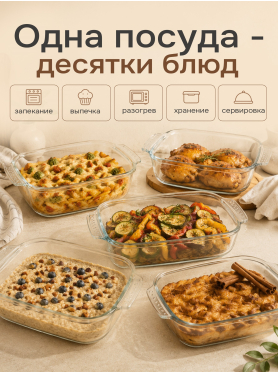 Форма для выпечки из жаропрочного стекла прямоугольная PERFECTO LINEA
