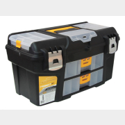 Ящик для инструмента пластмассовый ГЕФЕСТ 21 с 2 консолями и коробками металлические замки (М2945)