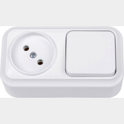 Выключатель с розеткой наружный BYLECTRICA Вариант белый (В-РЦ-7111)