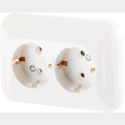 Розетка двойная скрытая белая с заземлением ЮПИТЕР Эконом (JP7411-03)