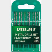 Сверло по металлу спиральное 1,5х18х40 мм 10 штук ВОЛАТ (85015-040)