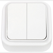 Выключатель двухклавишный наружный BYLECTRICA Пралеска белый (А5 6-134)