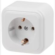 Розетка наружная с заземлением ЮПИТЕР Стандарт белая (JP7410-03)