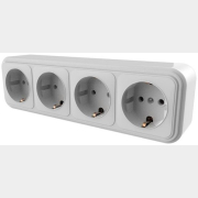 Розетка четверная наружная с заземлением ЮПИТЕР Стандарт белая (JP7410-12)