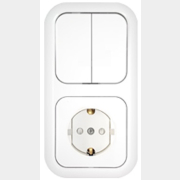 Выключатель двойной с розеткой скрытый с заземлением BYLECTRICA Гармония белый (2В-РЦ-555)