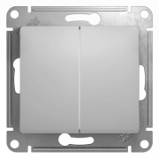 Выключатель двухклавишный проходной скрытый SYSTEME (SCHNEIDER) ELECTRIC Glossa алюминий (GSL000365)
