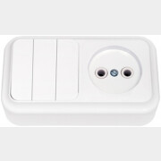 Выключатель тройной с розеткой наружный BYLECTRICA Пралеска белый (3В-РЦ-525)