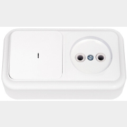 Выключатель с розеткой и подсветкой наружный BYLECTRICA Пралеска белый (В-РЦ-563)