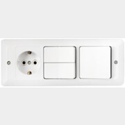 Выключатель тройной с розеткой скрытый с заземлением BYLECTRICA Паритет белый (3В-РЦ-651)