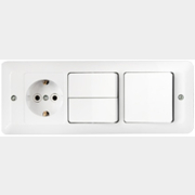 Выключатель тройной с розеткой скрытый с заземлением BYLECTRICA Паритет белый (3В-РЦ-651)