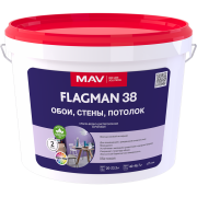 Краска акриловая FLAGMAN 38 обои, стены, потолок белая матовая 11 л