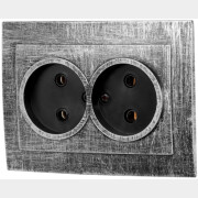 Розетка двойная скрытая ЮПИТЕР Стандарт серебро (JP7424-04)