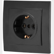 Розетка скрытая с заземлением ЮПИТЕР Стандарт черная (JP7423-01)
