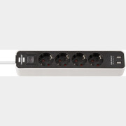 Удлинитель 1,5 м 4 розетки 2 USB-порта 3,3 кВт BRENNENSTUHL Eco-Line черный/белый (1153240026)