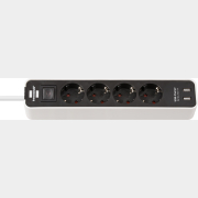 Удлинитель 1,5 м 4 розетки 2 USB-порта 3,3 кВт BRENNENSTUHL Eco-Line черный/белый (1153240026)