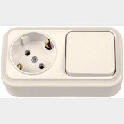 Выключатель с розеткой наружный с заземлением BYLECTRICA Вариант бежевый (В-РЦ-7112 бежевый)