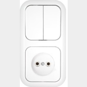 Выключатель двойной с розеткой скрытый BYLECTRICA Гармония белый (2В-РЦ-541)