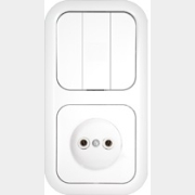 Выключатель тройной с розеткой скрытый BYLECTRICA Гармония белый (3В-РЦ-661)