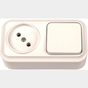 Выключатель с розеткой наружный BYLECTRICA Вариант бежевый (В-РЦ-7111 бежевый)