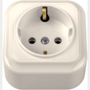 Розетка наружная с заземлением BYLECTRICA Вариант бежевая (РА16-0102 бежевый)