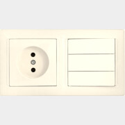 Выключатель тройной с розеткой скрытый BYLECTRICA Стиль бежевый (3В-РЦ-689 бежевый)