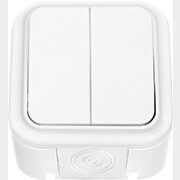 Выключатель двухклавишный наружный проходной BYLECTRICA Пралеска Аква белый (А(6+6) 10-873)