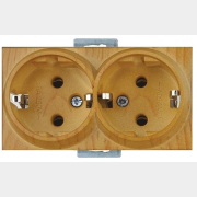 Розетка двойная скрытая с заземлением MUTLUSAN Rita дуб (2200 202 0258)