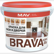 Краска ВД BRAVA Acryl 35у для окон и дверей белый полуматовый 1 л
