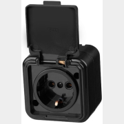 Розетка наружная брызгозащищенная с заземлением ЮПИТЕР Стандарт черная (JP7412-08)