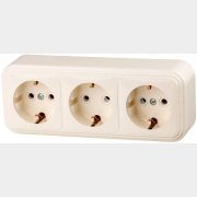 Розетка тройная наружная с заземлением ЮПИТЕР Стандарт бежевая (JP7430-10)