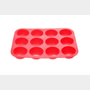 Форма для выпечки силиконовая прямоугольная на 12 кексов 33х25х3 см PERFECTO LINEA красная (20-018715)