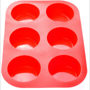 Форма для выпечки силиконовая прямоугольная на 6 кексов 26х17,5х3 см PERFECTO LINEA красная (20-000415)