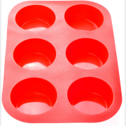 Форма для выпечки силиконовая прямоугольная на 6 кексов 26х17,5х3 см PERFECTO LINEA красная (20-000415)
