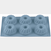 Форма для выпечки силиконовая прямоугольная на 6 кексов 28,5х17,5х4 см PERFECTO LINEA Bluestone голубая (20-003728)