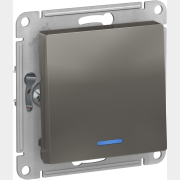 Выключатель одноклавишный с подсветкой скрытый SYSTEME (SCHNEIDER) ELECTRIC AtlasDesign сталь (ATN000913)