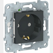 Розетка скрытая с заземлением SCHNEIDER ELECTRIC Unica New антрацит (NU505654)