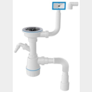 Сифон для кухни выпуск 3 1/2" прямоугольный перелив гибкая труба 1 1/2"- 40/50 мм AV ENGINEERING (AVE129740)