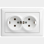 Розетка двойная скрытая с заземлением MUTLUSAN Daria белая (2120 202 0201)