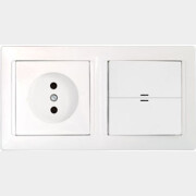 Выключатель двойной с розеткой скрытый с подсветкой BYLECTRICA Стиль белый (2В-РЦ-699)