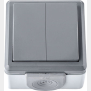 Выключатель двухклавишный наружный BYLECTRICA Пралеска Аква серый (А510-2132(03))