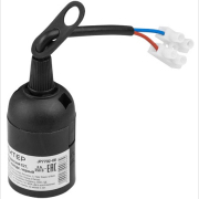 Патрон для лампочки Е27 термостойкий пластик подвесной с клеммной колодкой ЮПИТЕР черный (JP7702-06)