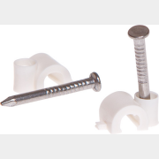 Скоба для крепления круглого кабеля 12 мм белая с гвоздем STARFIX 30 штук (SMZ2-35840-30)