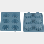 Форма для выпечки силиконовая прямоугольная на 6 кексов 25,5х18х3 см PERFECTO LINEA Bluestone серо-голубой (20-107228)