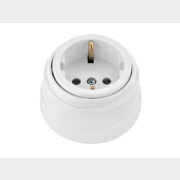 Розетка наружная с заземлением BYLECTRICA Ретро белая (РА16-0202)