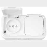 Розетка двойная наружная брызгозащищенная BYLECTRICA Пралеска Аква белая (РА16-102)