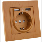Розетка скрытая с 2 USB-портами и заземлением MUTLUSAN Rita дуб (2220 619 0258)